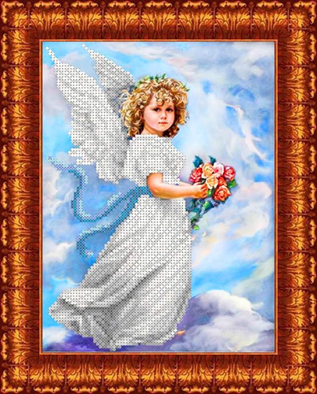 Ангел в облаках - Основа на габардине для вышивки бисером и крестом